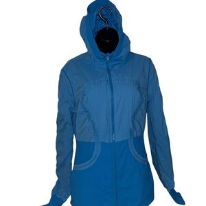 Lululemon Blue Hooded Turbo Run Jacket - Thumbholes - Size 12 (19" P2P)